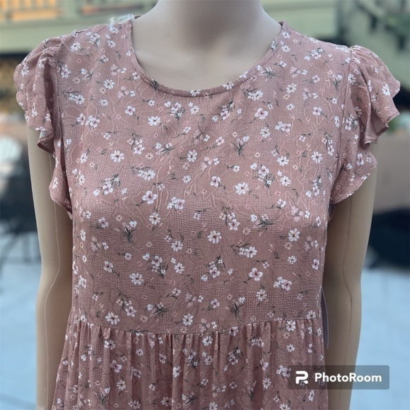 Ditsy print light brown mini dress - Picture 4 of 10